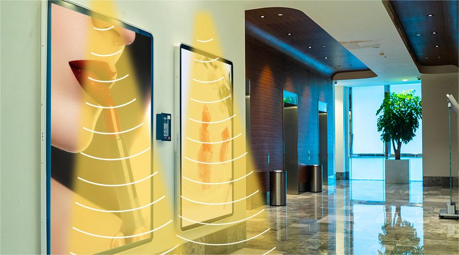 數(shù)字廣告標(biāo)牌定向音響，定向發(fā)聲示意圖